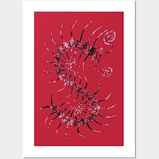 Black on Red Orbate Centipede Posters and Art